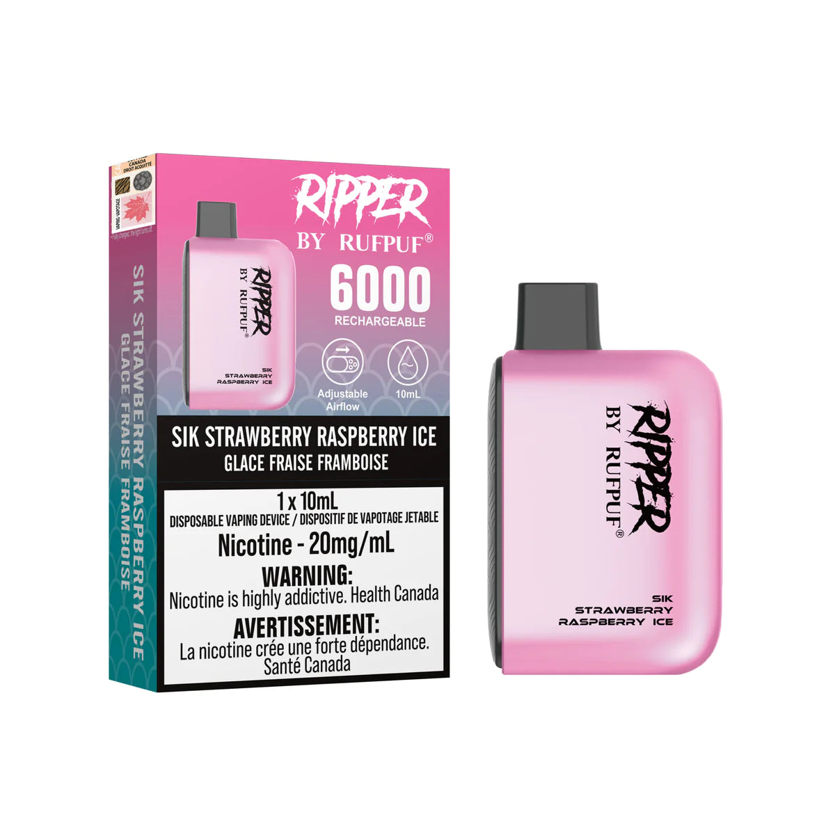 RUFPUF RIPPER 6000 DISPOSABLE - SIK STRAWBERRY ICE | Buy Online | Best Vaping Experience | Long-Lasting Flavor & Performance