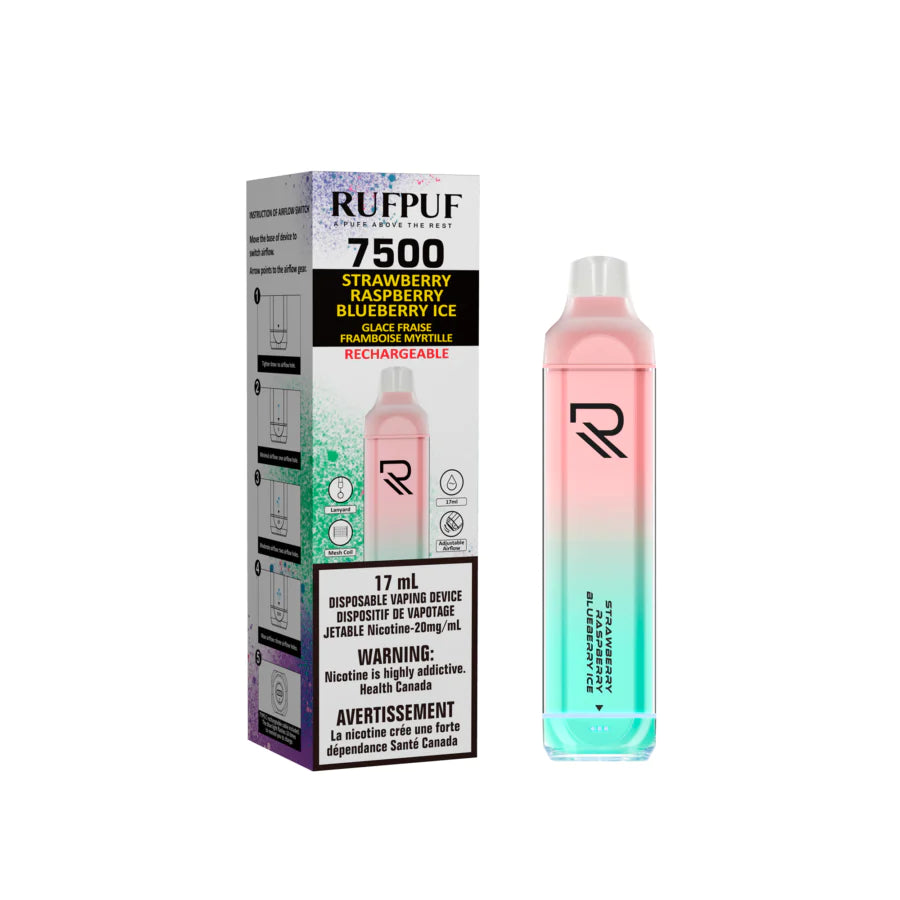 RUFPUF 7500 DISPOSABLE - STRAWBERRY RASPBERRY BLUEBERRY ICE