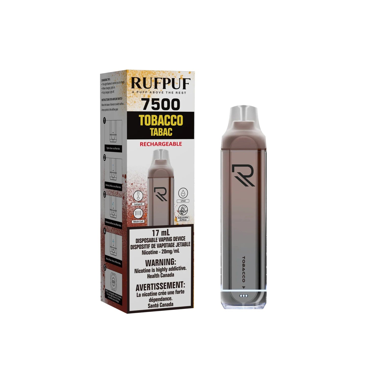 RUFPUF 7500 DISPOSABLE - TOBACCO