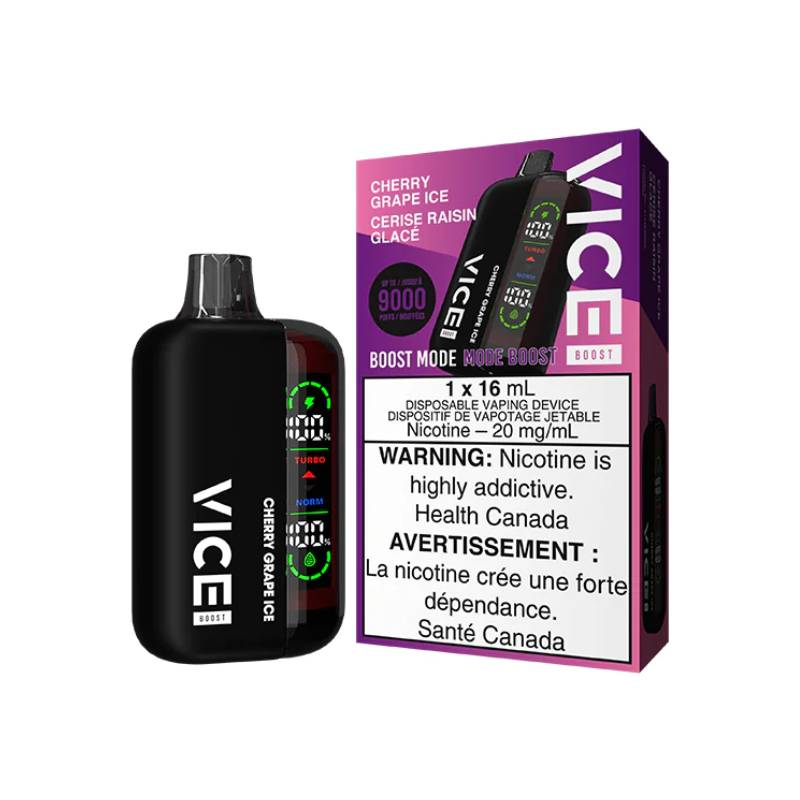 VICE BOOST DISPOSABLE VAPE - CHERRY GRAPE ICE, 9000 PUFFS | Buy Online | Best Vaping Experience | Long-Lasting Flavor & Performance