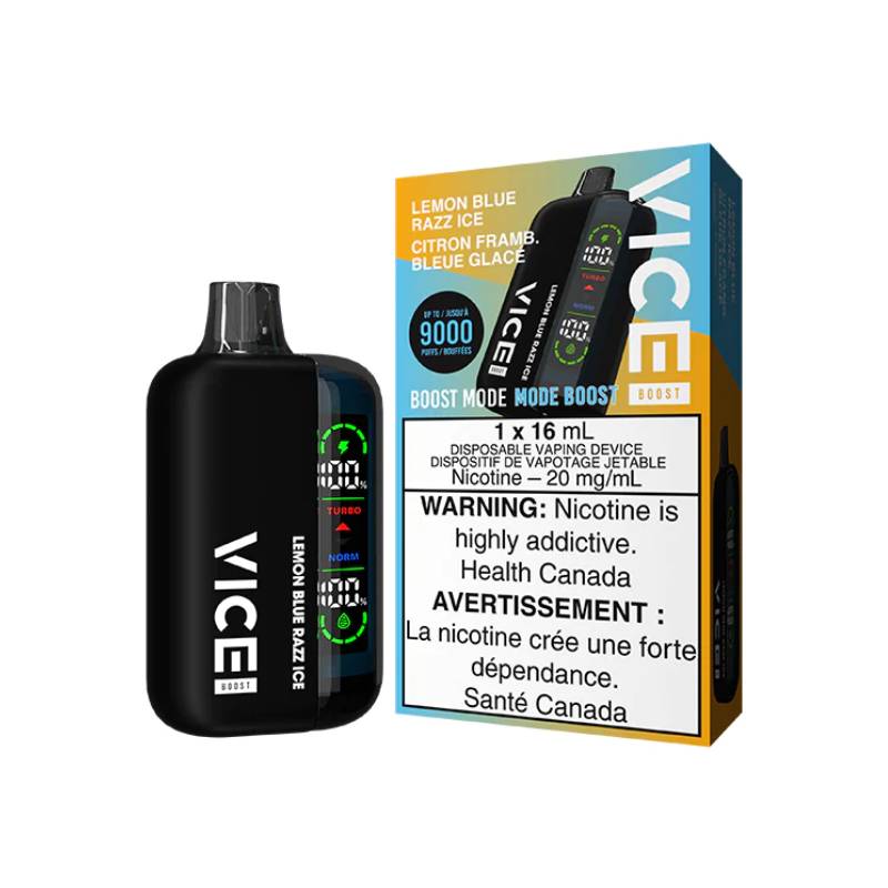 VICE BOOST DISPOSABLE VAPE - LEMON BLUE RAZZ ICE, 9000 PUFFS