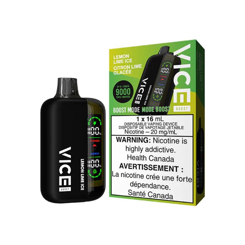 VICE BOOST DISPOSABLE VAPE - LEMON LIME ICE, 9000 PUFFS