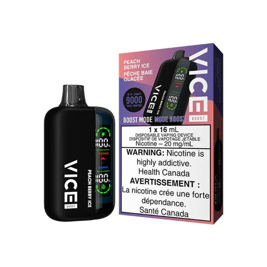 VICE BOOST DISPOSABLE VAPE - PEACH BERRY ICE, 9000 PUFFS