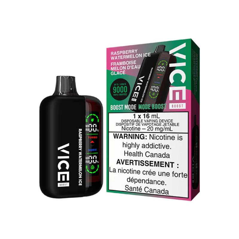 VICE BOOST DISPOSABLE VAPE - RASPBERRY WATERMELON ICE, 9000 PUFFS