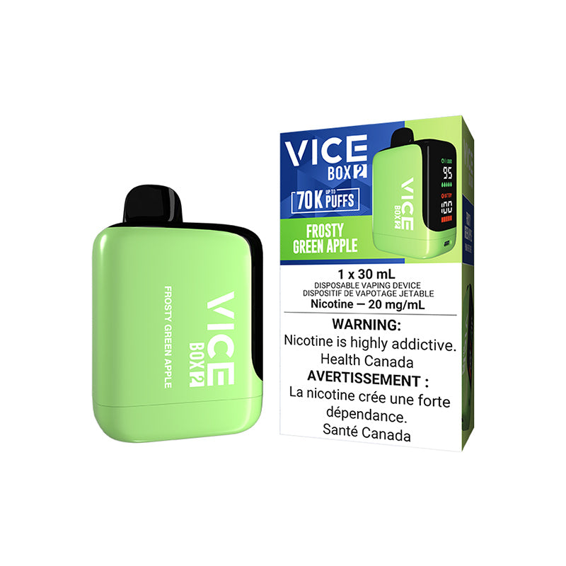 VICE BOX 2 70000 PUFF DISPOSABLE FROSTY GREEN APPLE ICE VAPE NEW CITY VAPES MONTREAL TORONTO SALE