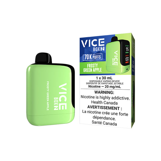 VICE BOX 2 70000 PUFF DISPOSABLE FROSTY GREEN APPLE ICE VAPE NEW CITY VAPES MONTREAL TORONTO SALE