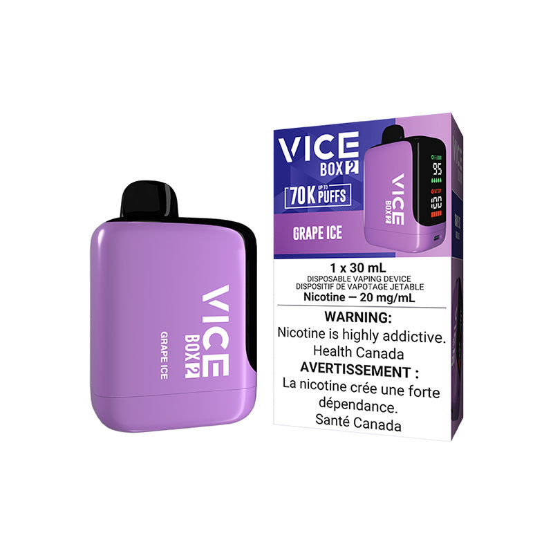 VICE BOX 2 70000 PUFF DISPOSABLE GRAPE ICE VAPE NEW CITY VAPES MONTREAL TORONTO SALE