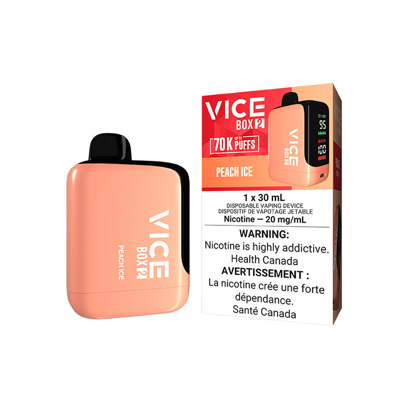 VICE BOX 2 70000 PUFF DISPOSABLE PEACH ICE VAPE NEW CITY VAPES MONTREAL TORONTO SALE