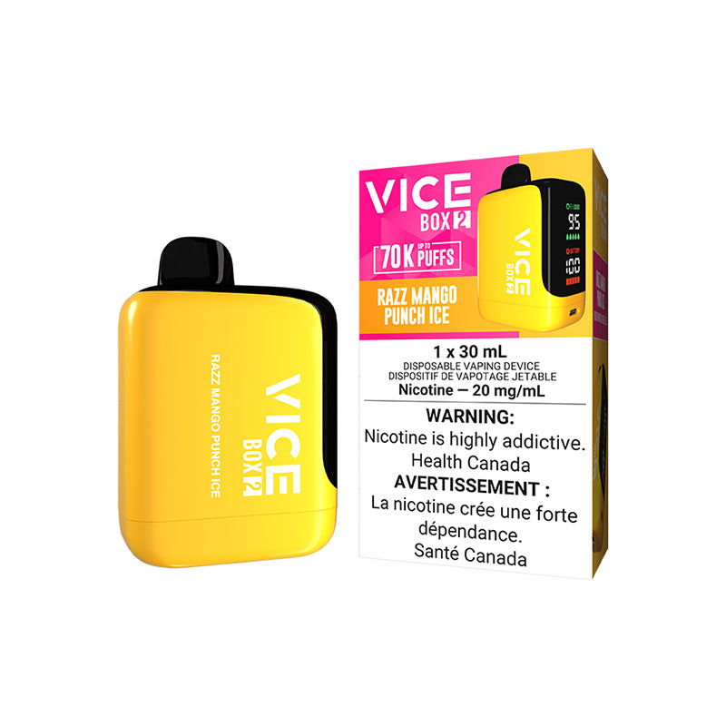 VICE BOX 2 70000 PUFF DISPOSABLE RAZZ MANGO PUNCH ICE VAPE NEW CITY VAPES MONTREAL TORONTO SALE