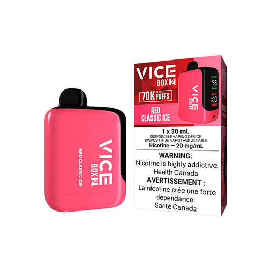 VICE BOX 2 70000 PUFF DISPOSABLE RED CLASSIC ICE VAPE NEW CITY VAPES MONTREAL TORONTO SALE