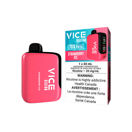 VICE BOX 2 70000 PUFF DISPOSABLE STRAWBERRY ICE VAPE NEW CITY VAPES MONTREAL TORONTO SALE