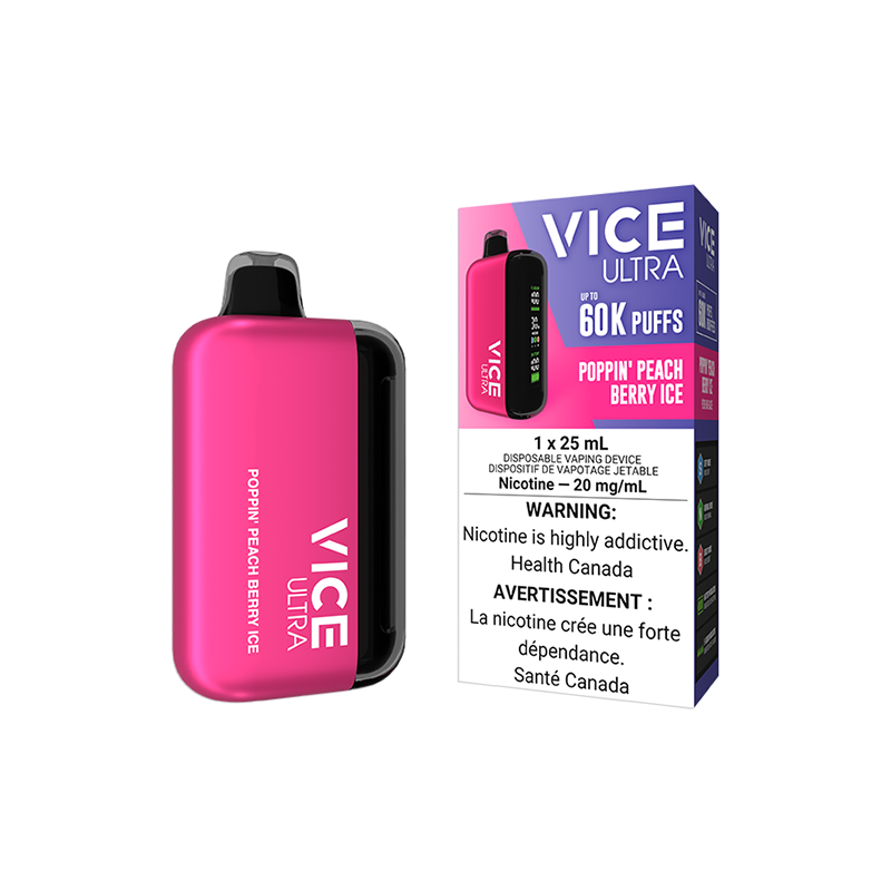 VICE ULTRA 60K DISPOSABLE - POPPIN' PEACH BERRY ICE | Buy Online | Best Vaping Experience | Long-Lasting Flavor & Performance