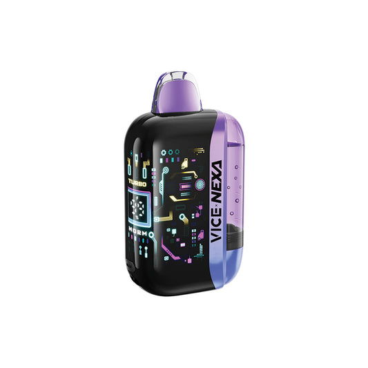A VICE NEXA disposable vape device with a black body, purple accents, and a digital circuit board graphic on the side, set against a plain white background.