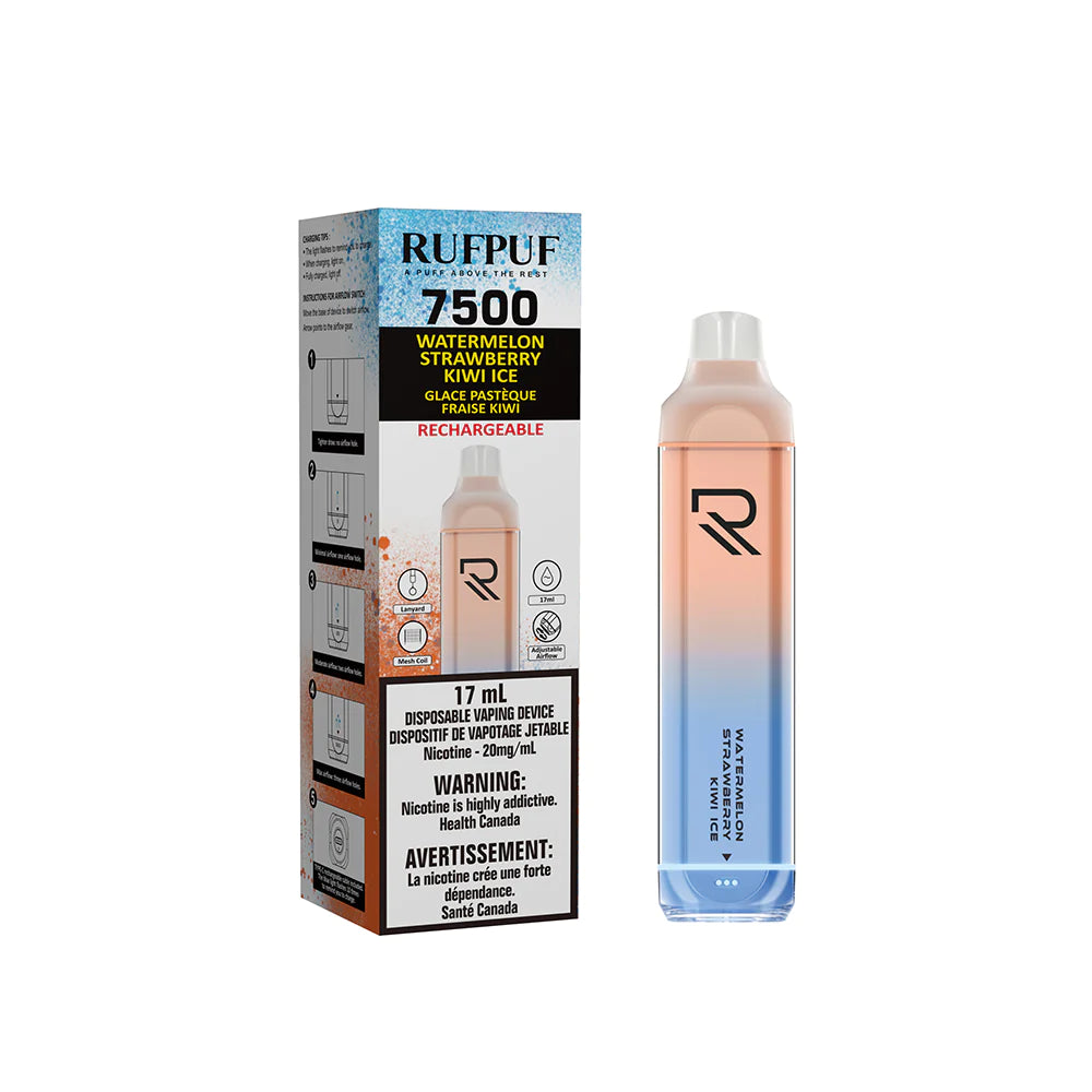 RUFPUF 7500 DISPOSABLE - WATERMELON STRAWBERRY KIWI ICE | Buy Online | Best Vaping Experience | Long-Lasting Flavor & Performance