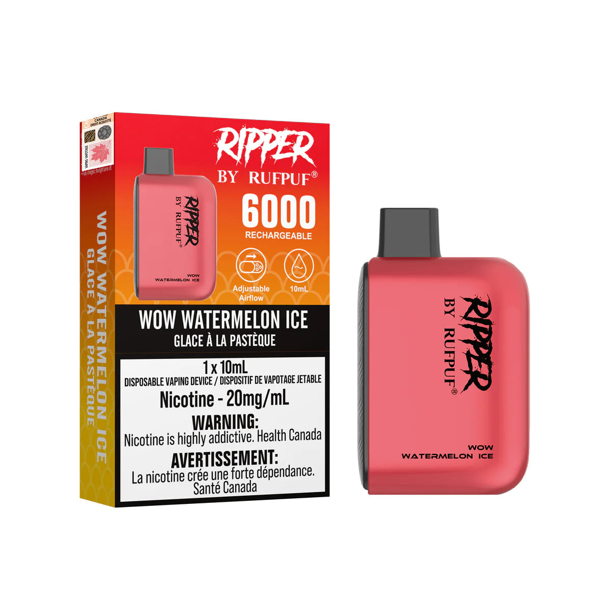 RUFPUF RIPPER 6000 DISPOSABLE - WOW WATERMELON ICE | Buy Online | Best Vaping Experience | Long-Lasting Flavor & Performance