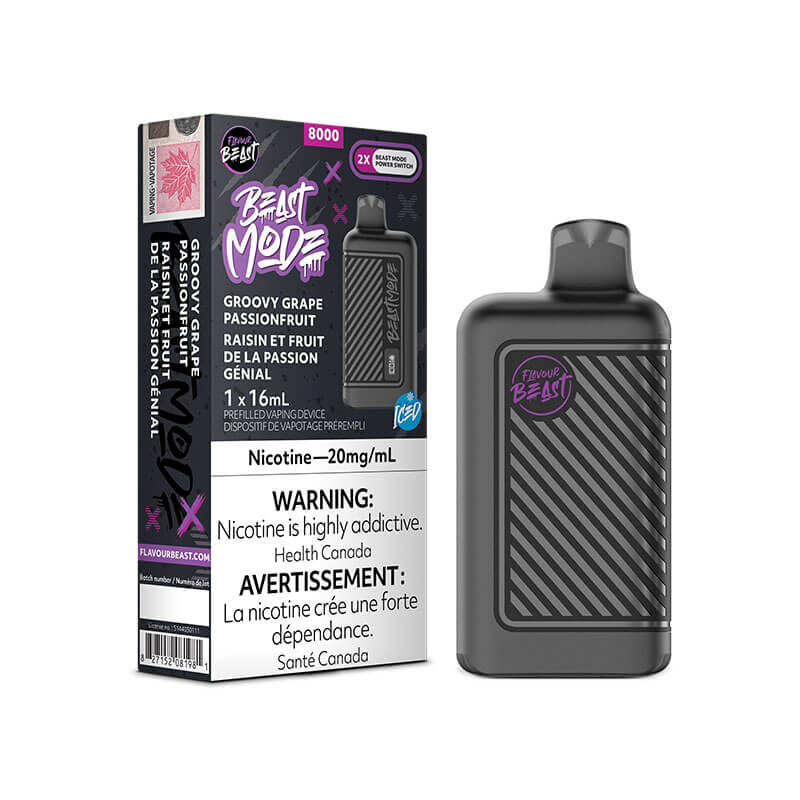 FLAVOUR BEAST BEAST MODE 8000 GROOVY GRAPE PASSIONFRUIT ICED | Buy Online | Best Vaping Experience | Long-Lasting Flavor & Performance