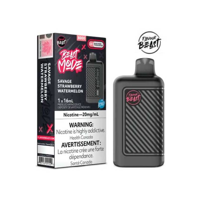 FLAVOUR BEAST BEAST MODE 8000 SAVAGE STRAWBERRY WATERMELON ICED | Buy Online | Best Vaping Experience | Long-Lasting Flavor & Performance