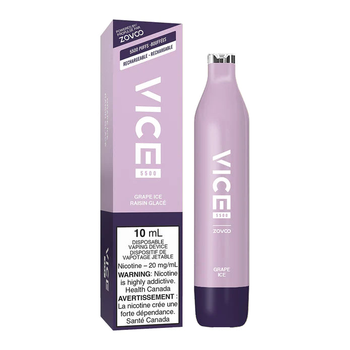 VICE 5500 DISPOSABLE - GRAPE ICE | Buy Online | Best Vaping Experience | Long-Lasting Flavor & Performance